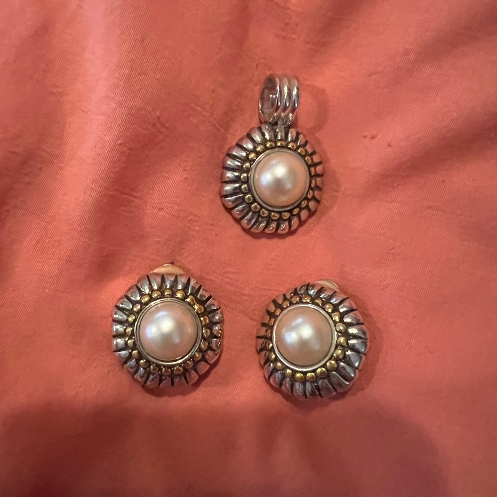 Vintage Premier Design Elegant Silver and Gold Pearl Jewelry Set